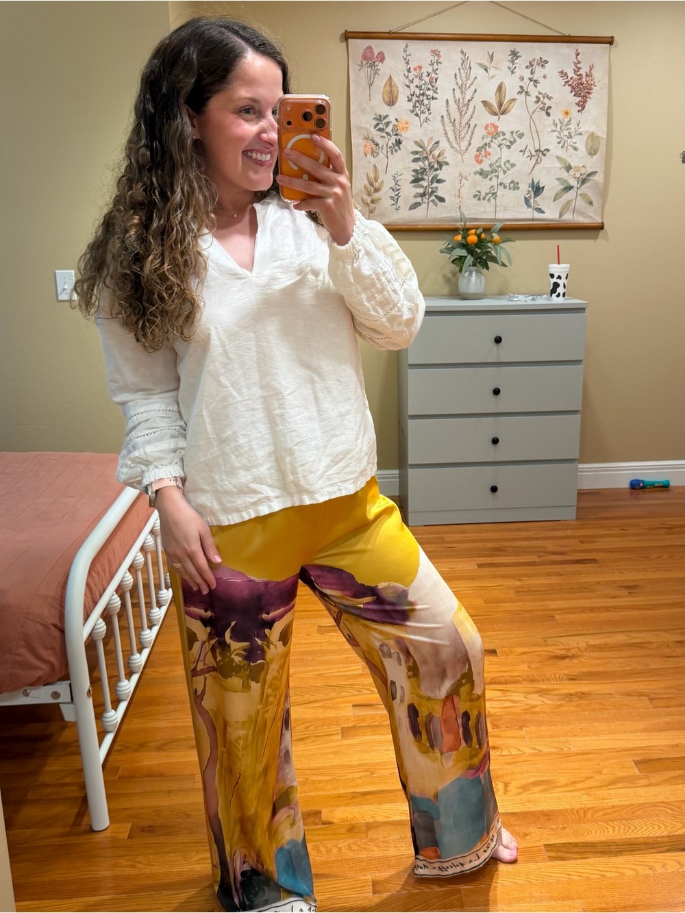 In Italy Yellow Italian Tuscan Building Elastic Wide Leg Pants Medium